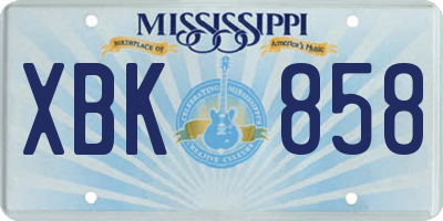 MS license plate XBK858