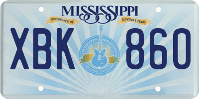 MS license plate XBK860