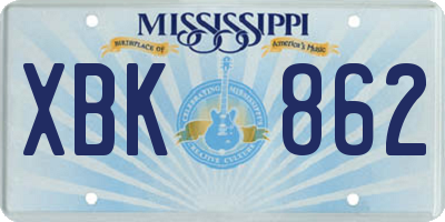 MS license plate XBK862