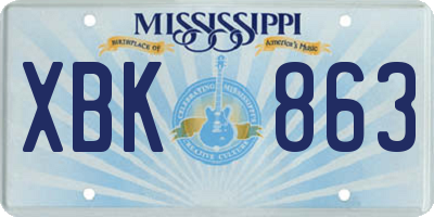 MS license plate XBK863