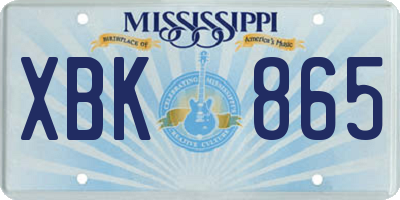 MS license plate XBK865