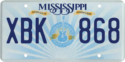 MS license plate XBK868