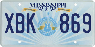 MS license plate XBK869