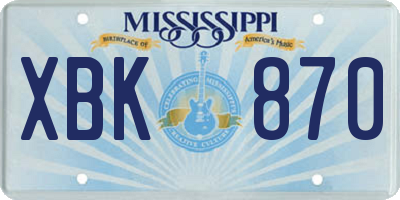 MS license plate XBK870