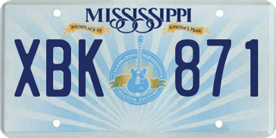 MS license plate XBK871