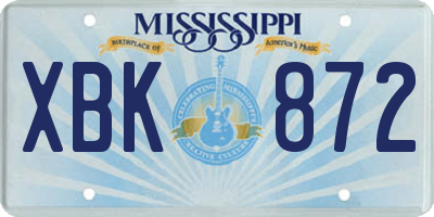 MS license plate XBK872