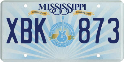 MS license plate XBK873