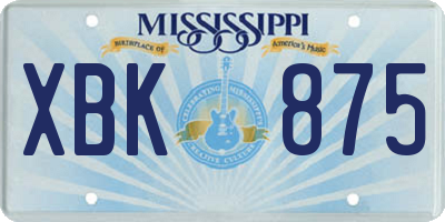 MS license plate XBK875