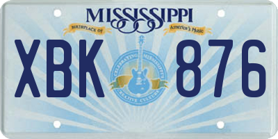 MS license plate XBK876