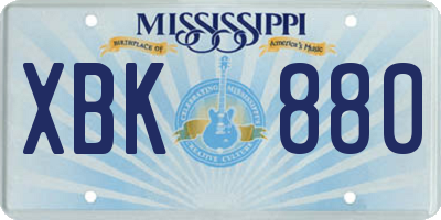MS license plate XBK880