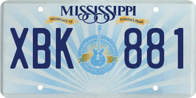 MS license plate XBK881