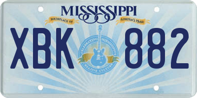 MS license plate XBK882