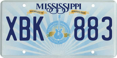 MS license plate XBK883