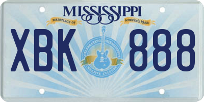 MS license plate XBK888