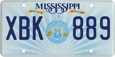 MS license plate XBK889