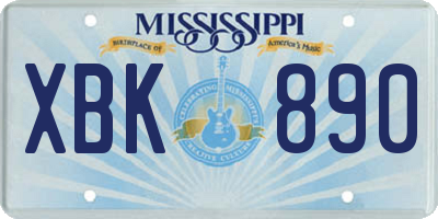 MS license plate XBK890