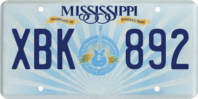 MS license plate XBK892