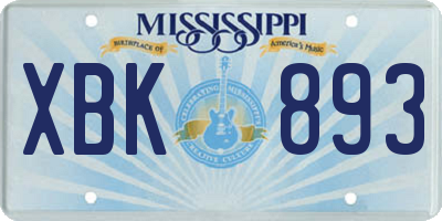 MS license plate XBK893