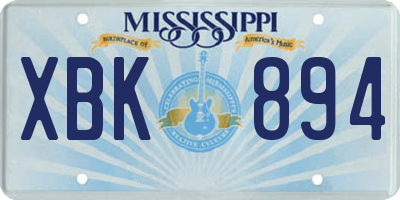 MS license plate XBK894
