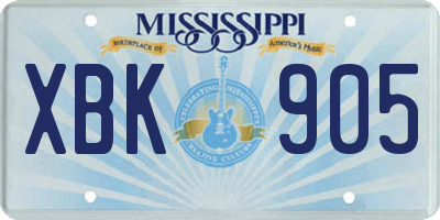 MS license plate XBK905