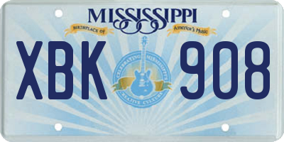 MS license plate XBK908