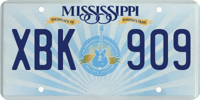MS license plate XBK909