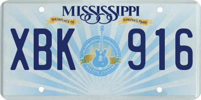 MS license plate XBK916