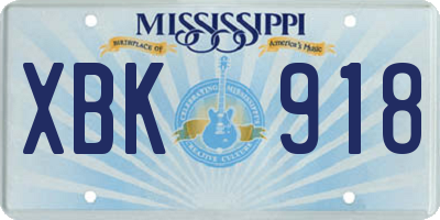MS license plate XBK918