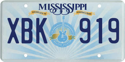 MS license plate XBK919