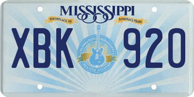MS license plate XBK920