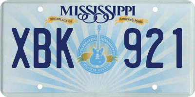 MS license plate XBK921