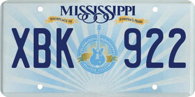 MS license plate XBK922