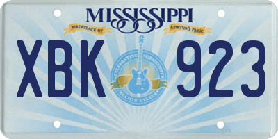 MS license plate XBK923