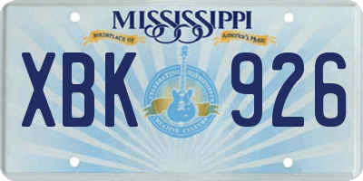 MS license plate XBK926