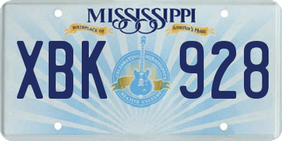 MS license plate XBK928