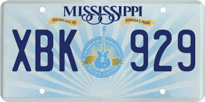 MS license plate XBK929