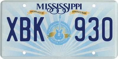 MS license plate XBK930