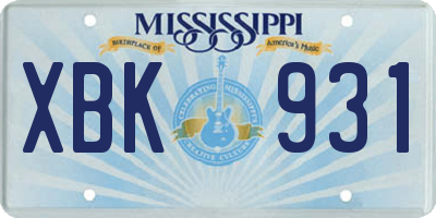 MS license plate XBK931