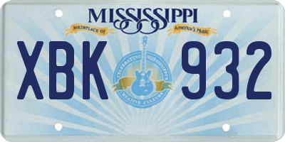 MS license plate XBK932