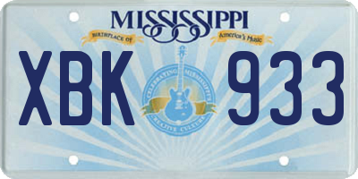 MS license plate XBK933
