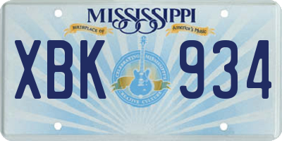 MS license plate XBK934