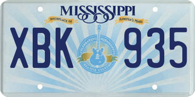 MS license plate XBK935