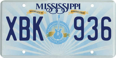 MS license plate XBK936