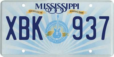 MS license plate XBK937