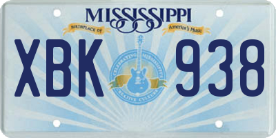 MS license plate XBK938