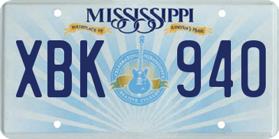MS license plate XBK940
