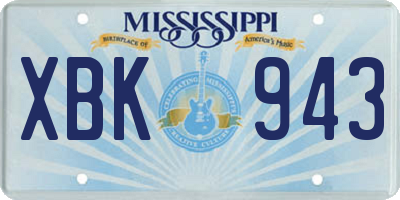 MS license plate XBK943