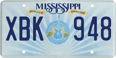MS license plate XBK948