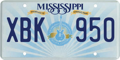 MS license plate XBK950