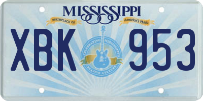 MS license plate XBK953